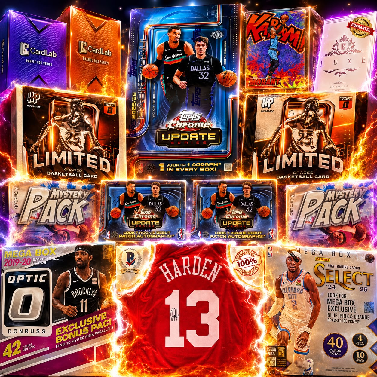 THE TRIPLE UPDATE KABOOM SHOW!! BRAND NEW TOPPS CHROME UPDATE HOBBY AND BLASTERS WITH GUARANTEED JA KABOOM, HARDEN SIGNED JERSEY!! NBA DEBUT PATCH HUNTING!! - 30 SPOT RANDOM (7021)