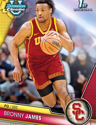 2023-24-Bowman-University-Chrome-Basketball-Cards-Base-Bronny-James-1st-Bowman