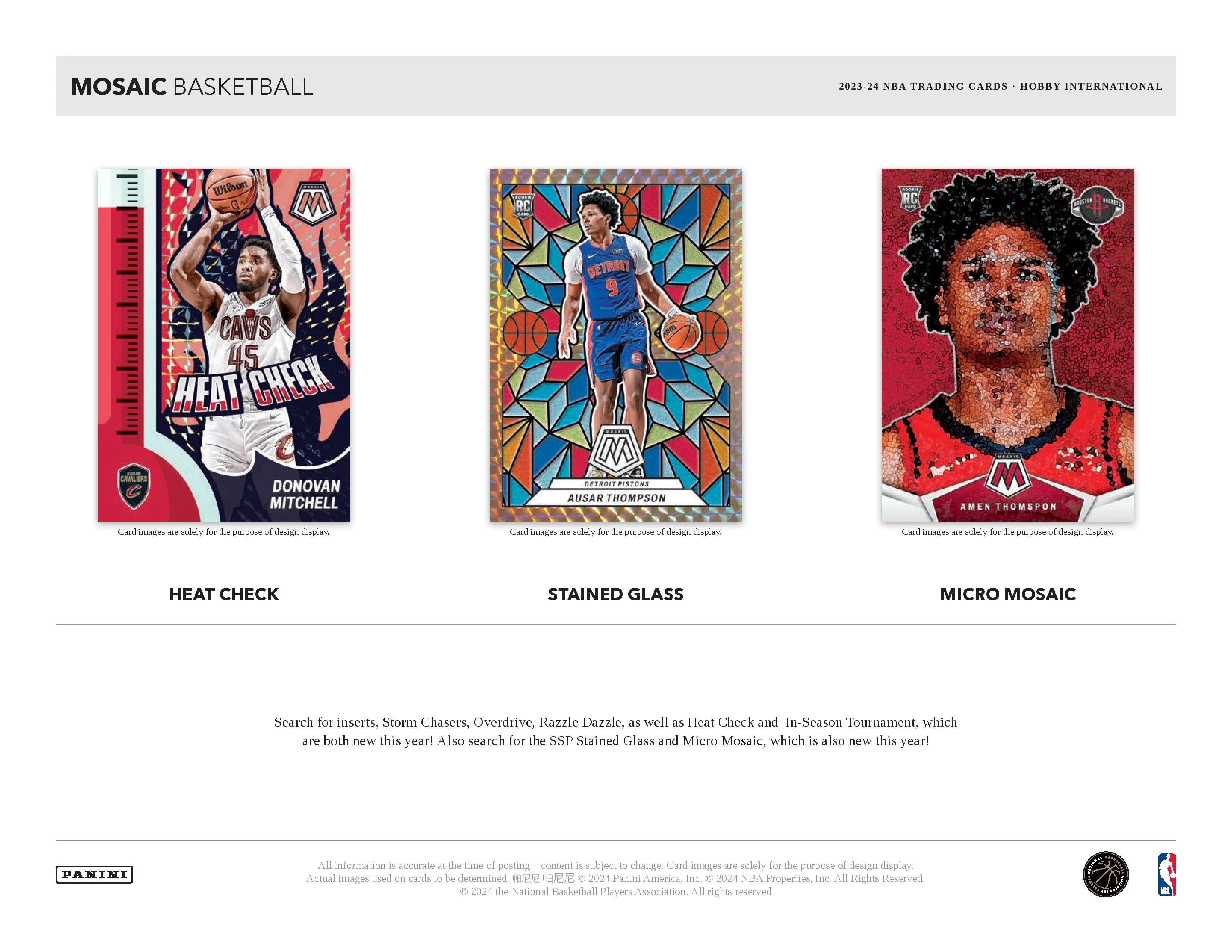 Stained Glass Razzle Dazzle - 2023/24 Panini Mosaic Basketball International - Pick Your Team (5963)