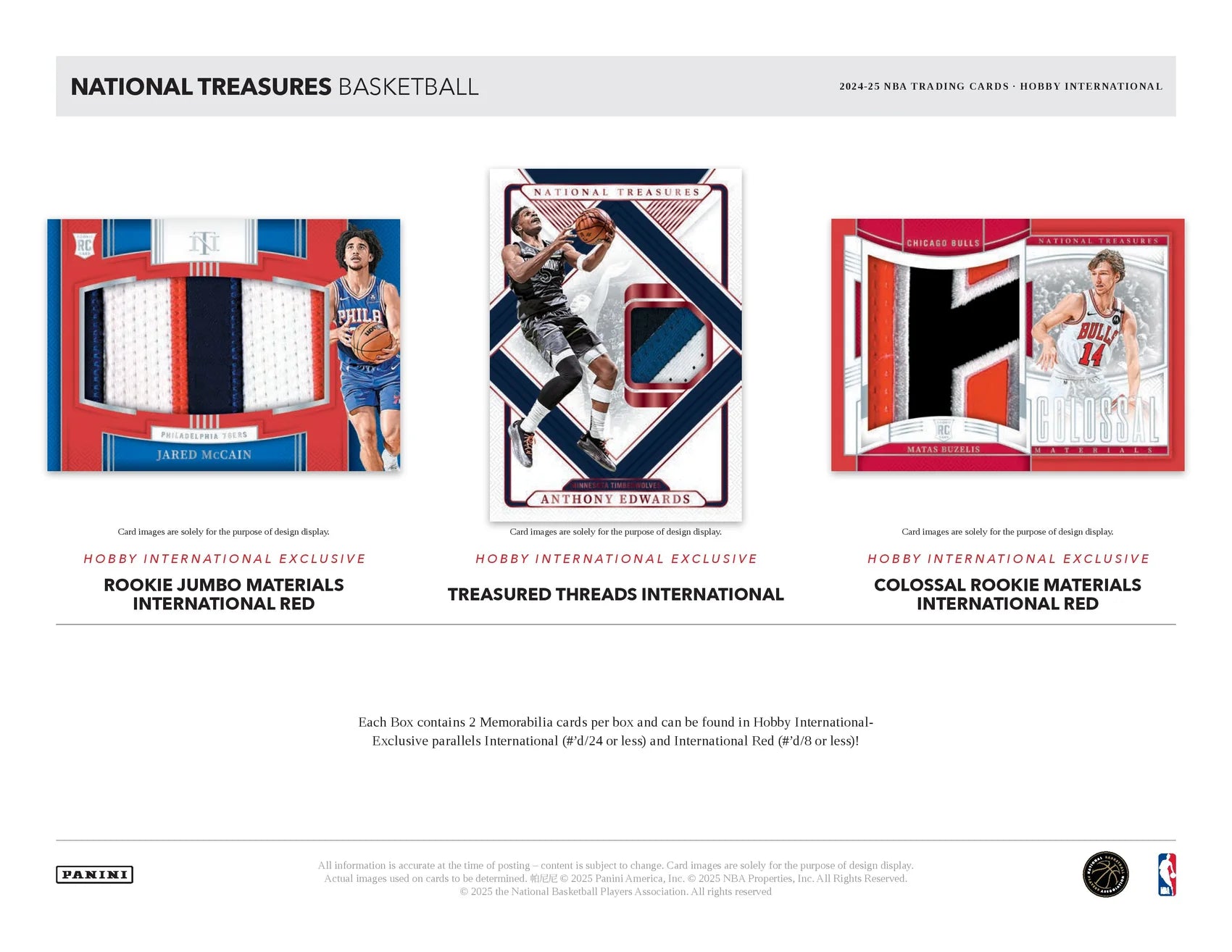 2024/25 Panini National Treasures Basketball International Hobby Box - Private NBA Break