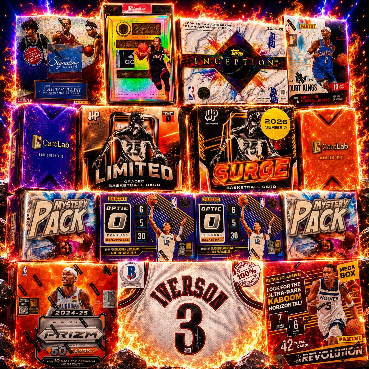 WADE AND AI INCEPTION - TOPPS INCEPTION REPLEASE DAY WITH GUARANTEED AI JERSEY + D-WADE GOLD ADIDAS PATCH - CASE HIT HUNTING WITH PLENTY OF REPACKS AND BOXES - 30 SPOT RANDOM (6970)