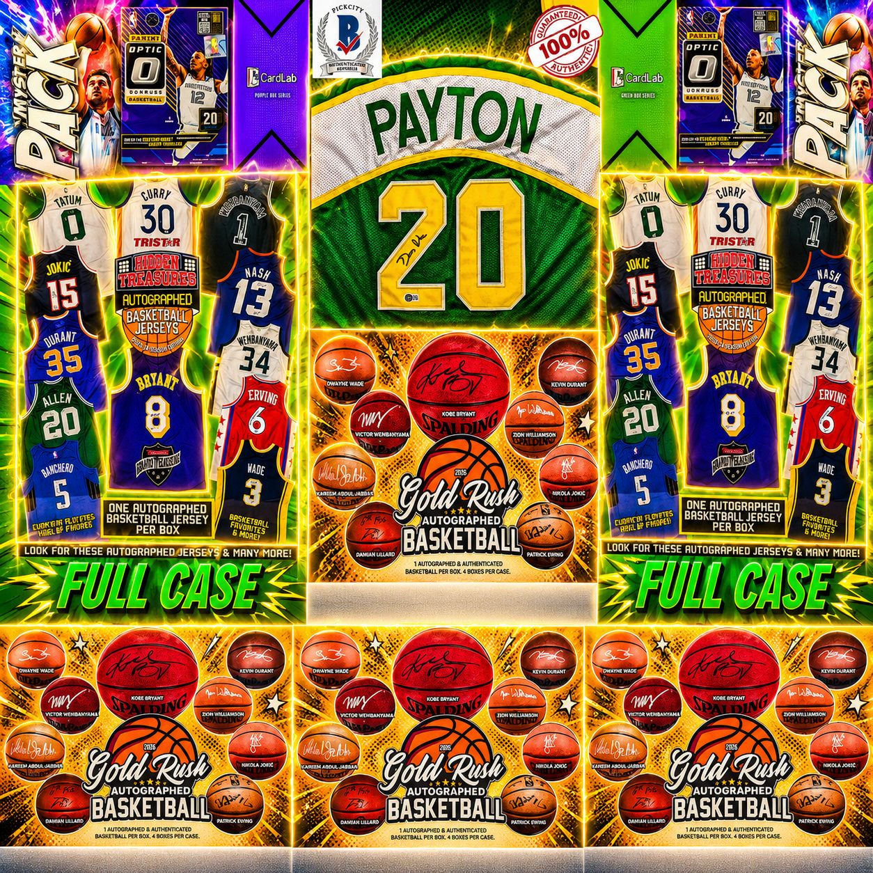 THE TRI STAR TREAT!! SATUDAY SUPERSONICS SPECIAL!! HUGE MERCH MIX & GUARANTEED GARY PAYTON AUTO JERSEY!! - 30 SPOT RANDOM (6870)