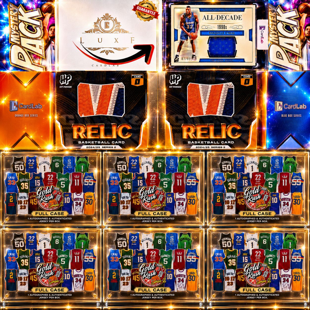 THE GOLD RUSH FULL CASE EPIC CHASE!! FULL CASE GOLD RUSH WITH HIT PARADE LUKA RELIC HUNTING & GUARANTEED SHAQ NATIONAL TREASURES!! - 30 SPOT RANDOM (6876)