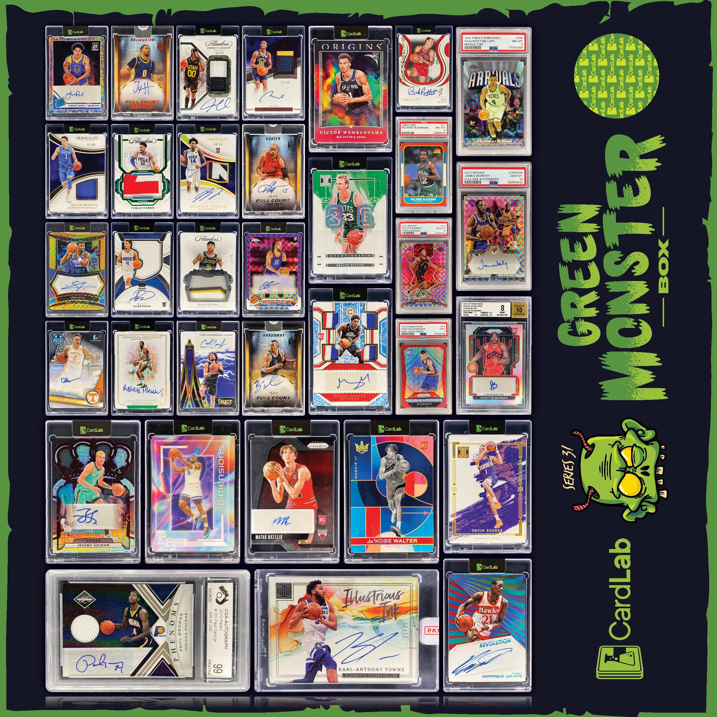 NEW RELEASE FULL CASE CARDLAB GREEN MONSTER SERIES 3!!!! HUGE CASE BREAK HUNTING SHAI, AI, CASTLE, KAREEM & MORE!!! - 30 SPOT RANDOM (5922)