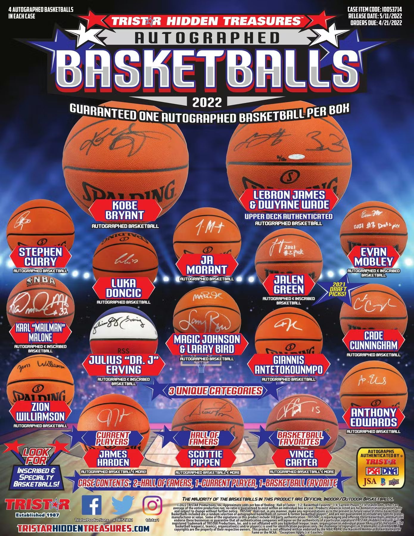 2022 TriStar Hidden Treasures Autographed Basketball Hobby Box - Private NBA Break