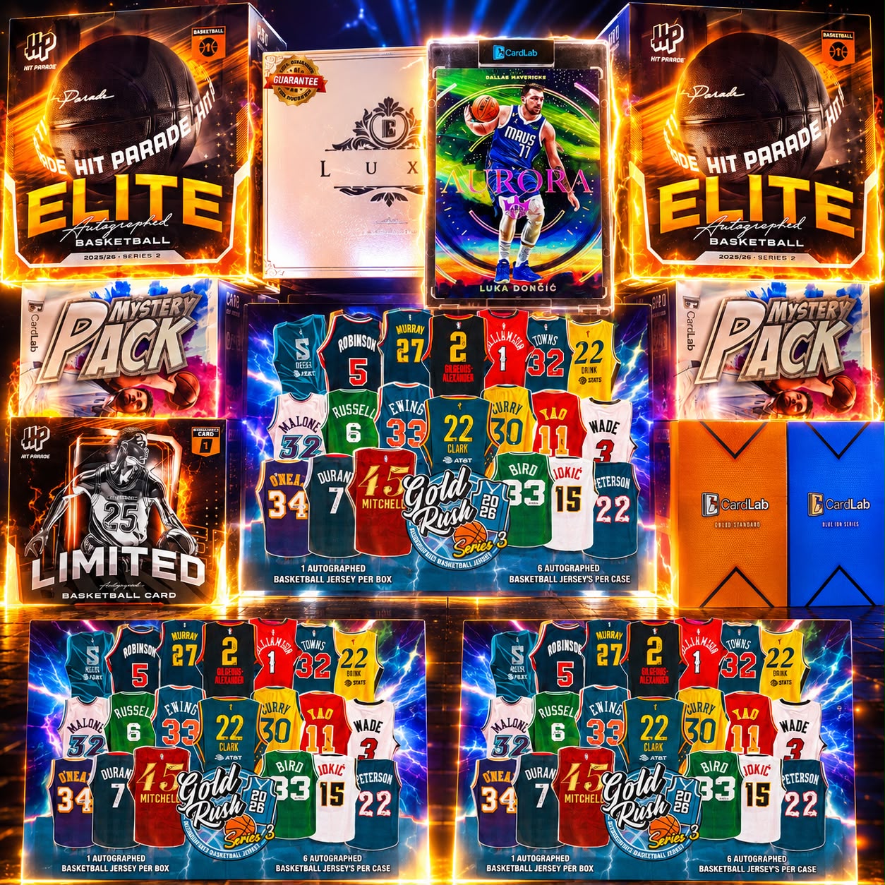 LUKA MAGIC MERCH MIXER - GUARANTEED DONCIC AURORA SSP WITH 5 PIECES OF AUTOGRAPHED MEMORABILIA INBOUND - 30 SPOT RANDOM (7029)