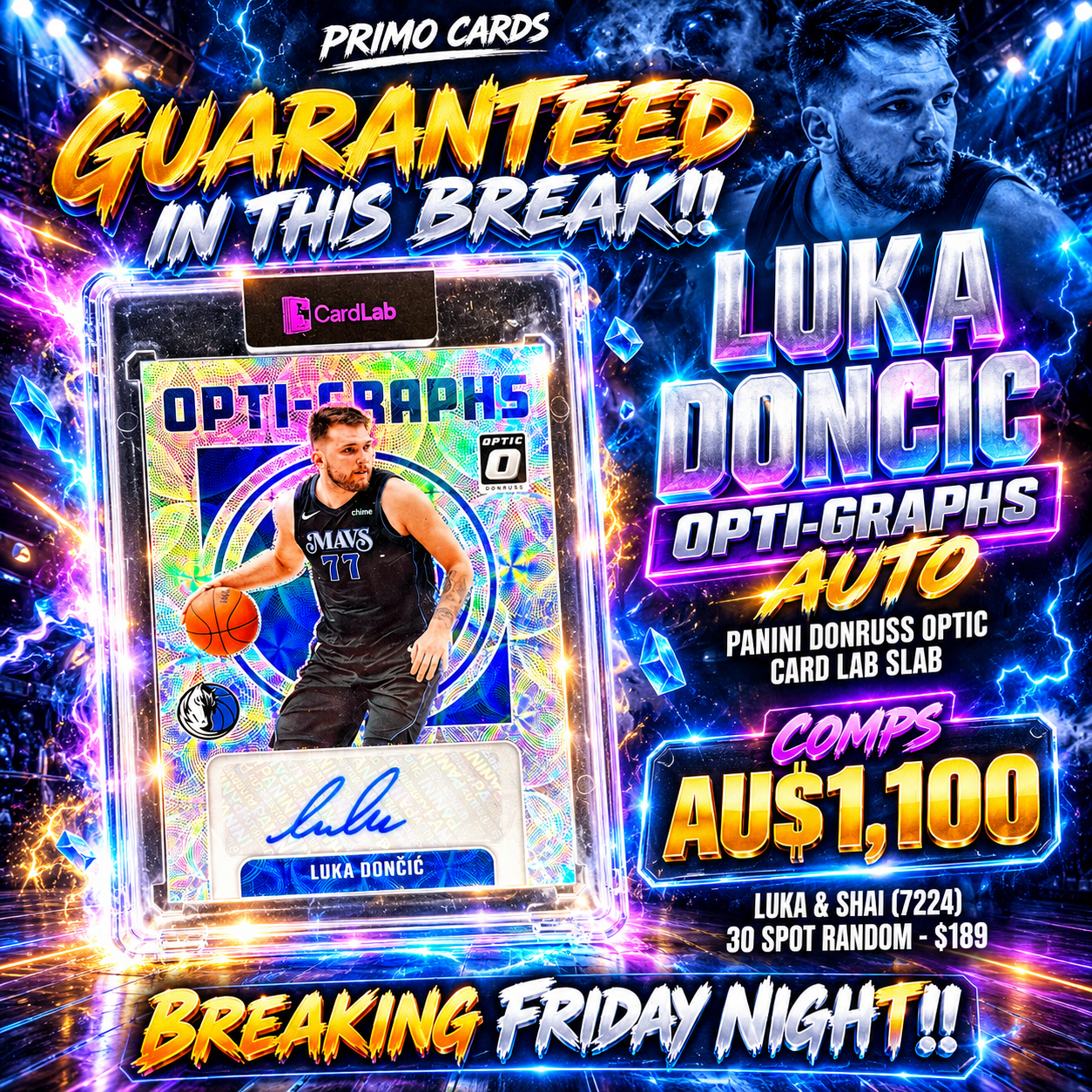 Guaranteed Luka Doncic Opti-Graphs auto - comps AU$1,100 - breaking Friday night (7224)