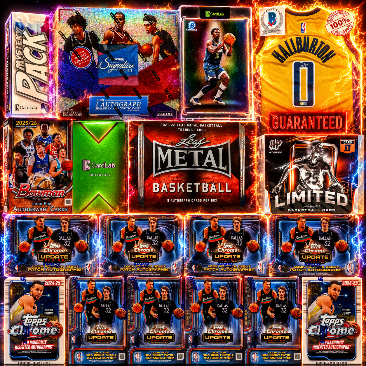BREAKING TODAY - WHAT THE HALI, GUARANTEED HUGE ANTHONY EDWARDS SPOTLIGHT CASE HIT & TYRESE HALIBURTON SIGNED JERSEY!! HALF CASE CHROME UPDATE CHASE, LEAF METAL KABOOMS AND MORE!! - 30 SPOT RANDOM (7045)