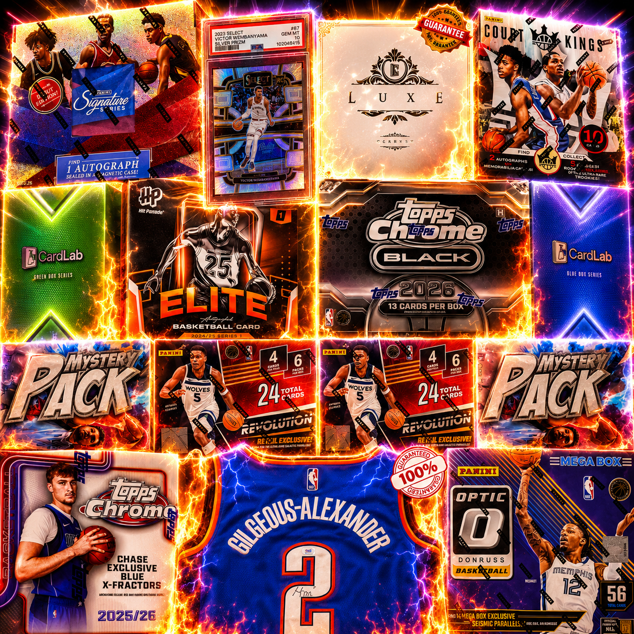 TOPPS IS BACK IN BLACK!! WEMBY SILVER PSA 10 VS SGA SIGNED JERSEY, WITH BRAND NEW TOPPS CHROME BLACK!! NEW PRODUCT GALORE HUNTING COOP, VJ AND WAY MORE!! - 30 SPOT RANDOM (7079)
