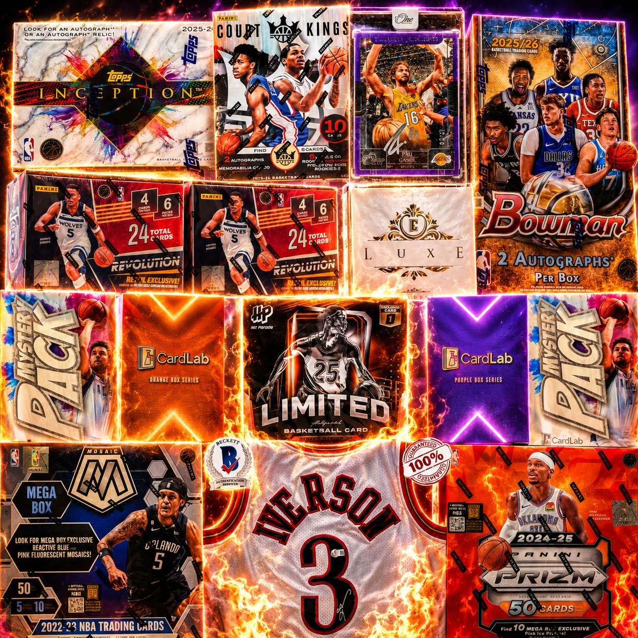 ALL GASOL, NO BRAKES!! GUARANTEED PAU GASOL TIMELESS MOMENTS AUTO AND ALLEN IVERSON SIGNED JERSEY!! CHASING FLAGG AND VJ ROOKIES FROM BRAND NEW PRODUCTS!! - 30 SPOT RANDOM (7089)