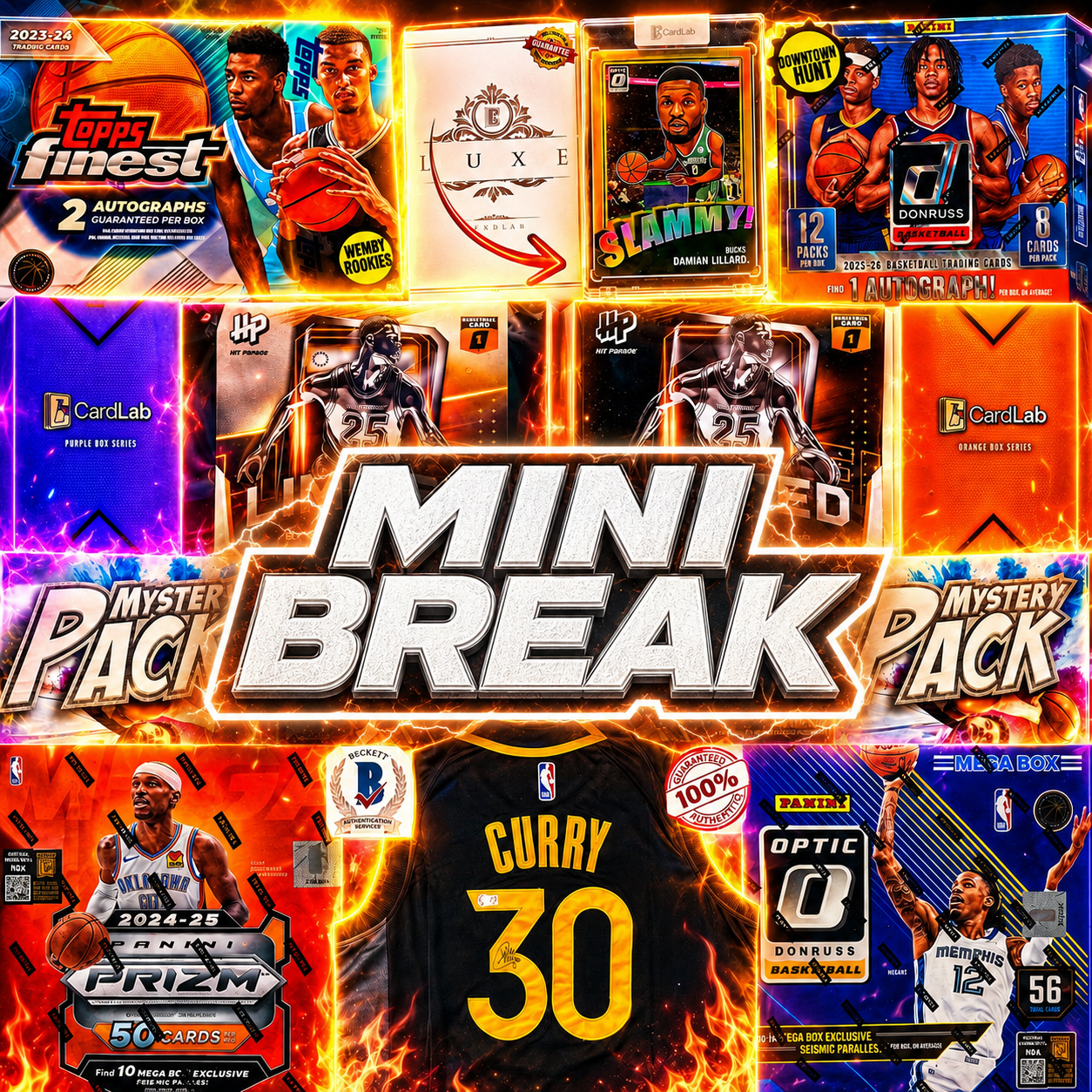 BIG SLAMMY MINI - GOLDEN STATE OF ORIGIN SLAMMY - RARE DAME SLAMMY CASE HIT PLUS CURRY AUTO JERSEY HEADLINE HIGE MIDWEEK MIXER - 30 SPOT RANDOM (6936)