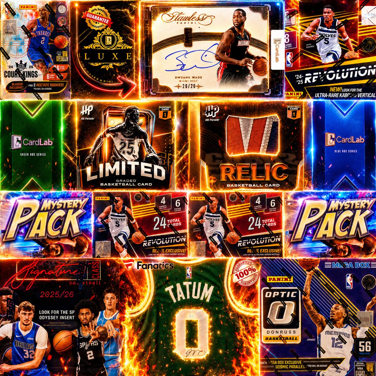 THE DOUBLE KABOOM SHOWDOWN!! GUARANTEED DWADE FLAWLESS AUTO AND TATUM SIGNED JERSEY!! HUNTING KABOOMS FROM REVS HOBBY AND BLASTERS!! - 30 SPOT RANDOM (6912)