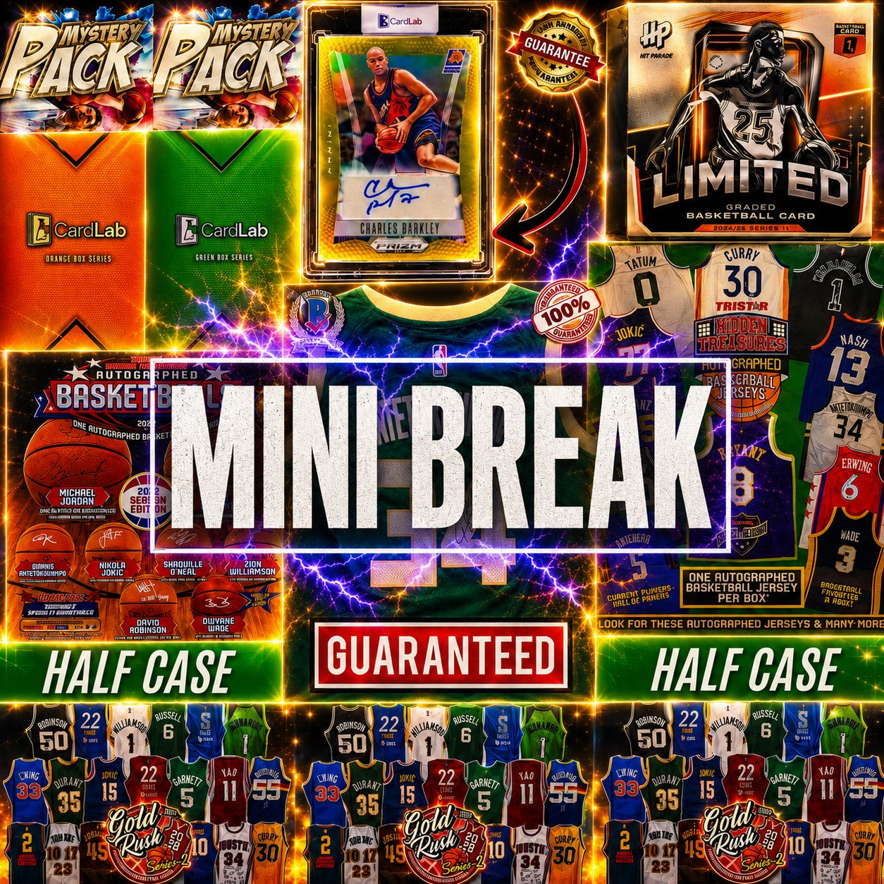 50/50 GOLD /10 MINI -  THE BIG BARKLEY BALLER & FRIENDS!! GUARANTEED CHARLES BARKLEY GOLD /10 & GIANNIS AUTOGRAPHED JERSEY!!! TRISTAR, BALL, JERSEY BONANZA AND MORE!! - 30 SPOT RANDOM (6907)