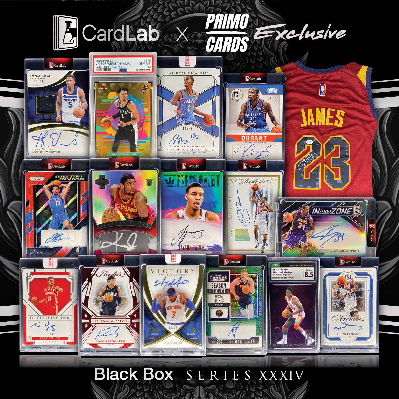 BRAND NEW SERIES CARDLAB BLACK!! HEADLINED BY CAVS LEBRON JERSEY, SGA AUTO AND PSA 10 WEMBY!! CHASING AUTOS FROM ALL THE STARS!! - 10 SPOT RANDOM (6925)