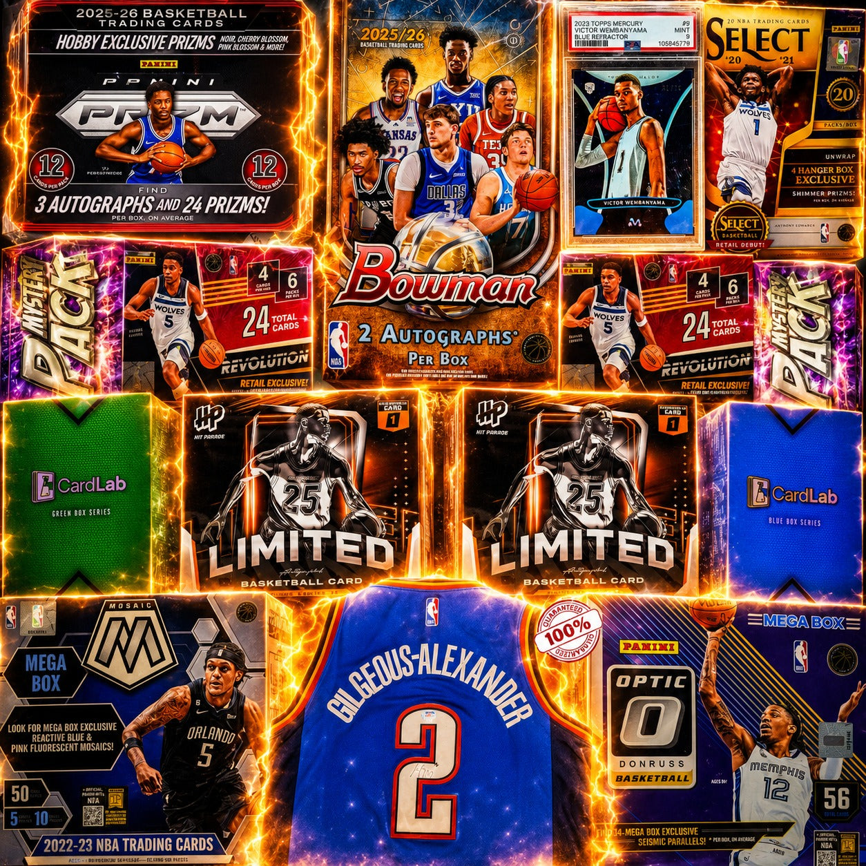 BREAKING TODAY - THE WEST COAST WEAPONS!! SHAI VS WEMBY!! GUARANTEED WEMBY ROOKIE MERCURY/75 PSA 9 & SGA AUTO JERSEY!! HUNTING FLAGG AUTOS & HUGE COLOURBLASTS!!! - 30 SPOT RANDOM (7043)