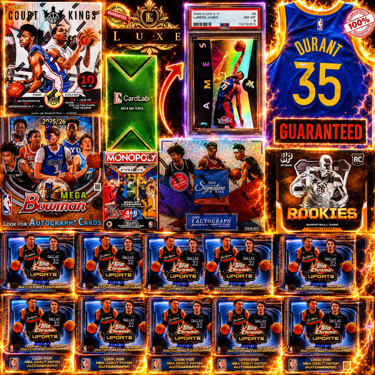 THE CAVS VS WARRIORS FINALS REMATCH!! GURANTEED KD WARRIORS JERSEY AND FLEER LEBRON!! HUGE HALF CASE OF UPDATE BLASTERS CHASING NBA DEBUT PATCHES!! - 30 SPOT RANDOM (7072)