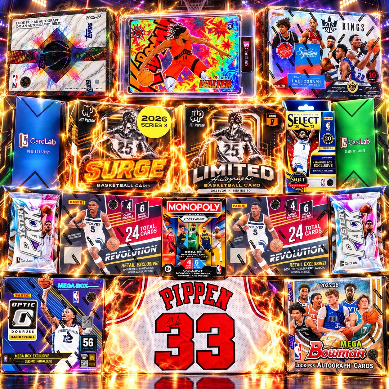 THE KABOOM CHAOS!! GUARANTEED WALTER ROOKIE HORIZONTAL KABOOM & SCOTTIE PIPPEN AUTO JERSEY!! HUGE REPACK & FLAGG AUTO HUNT!! - 30 SPOT RANDOM (7153)