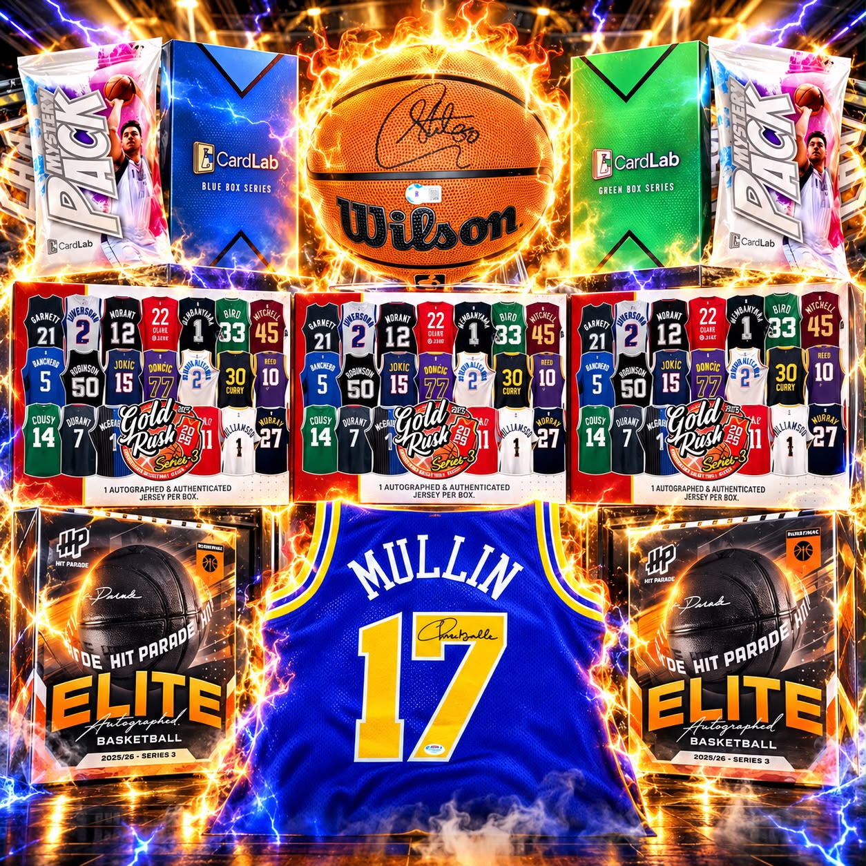 THE CURRY CRAZE!!! GUARANTEED STEPH AUTOGRAPHED BALL & CHRIS MULLIN SIGNED JERSEY!! HUGE ELITE BALLS & GOLD RUSH JERSEY CASE HIT HUNTING!! - 30 SPOT RANDOM (7147)