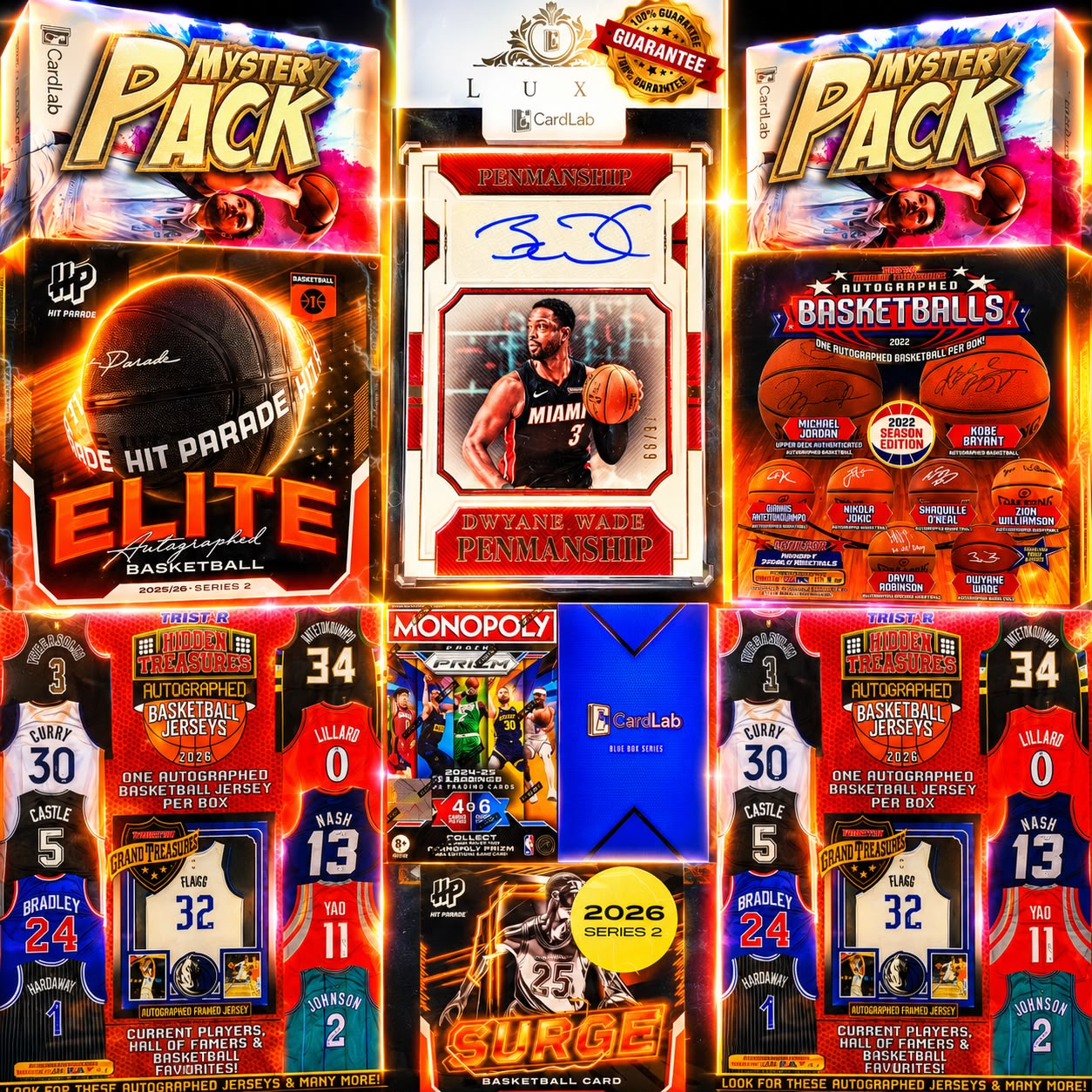BRAND NEW RELEASE TRI STAR MERCH MADNESS!! GUARANTEED D WADE NATIONAL TREASURES AUTO!!! HUGE KOBE & WEMBY AUTO BALL HUNTING!!! - 30 SPOT RANDOM (6948)