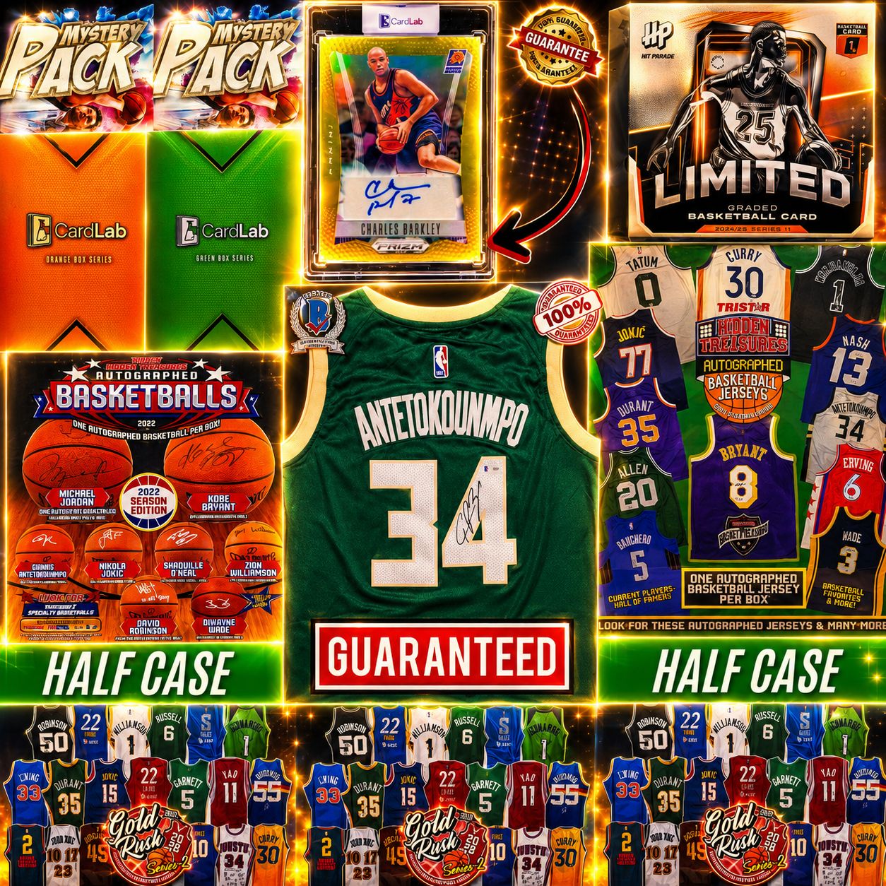THE BIG BARKLEY BALLER & FRIENDS!! GUARANTEED CHARLES BARKLEY GOLD /10 & GIANNIS AUTOGRAPHED JERSEY!!! TRISTAR, BALL, JERSEY BONANZA AND MORE!! - 30 SPOT RANDOM (6907)