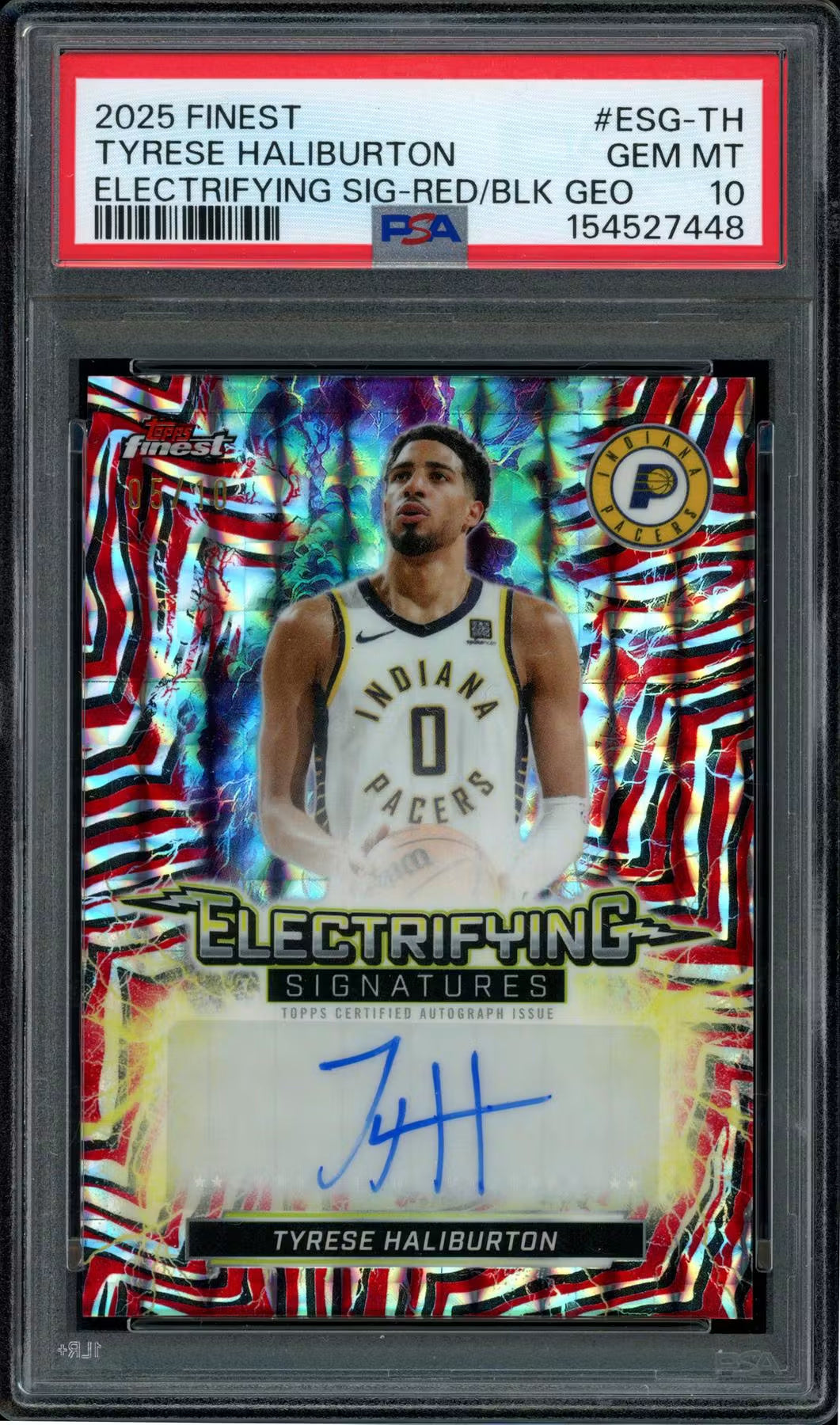 2025-26 Finest Tyrese Haliburton Electrifying Signatures Geometric Auto /10 PSA 10