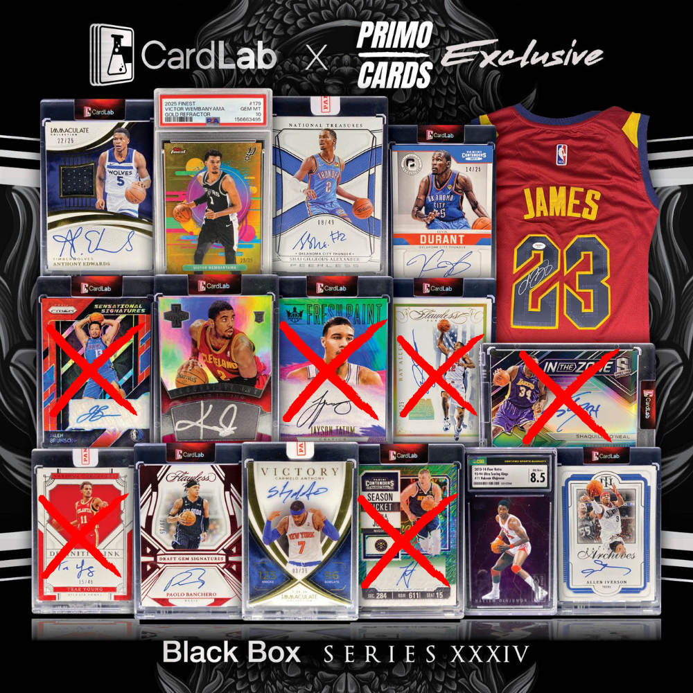 MASSIVE DOUBLE BLACK DOUBLE DISCOUNT!! - BRAND NEW SERIES CARDLAB BLACK X 2!! HEADLINED BY CAVS LEBRON JERSEY, SGA AUTO AND PSA 10 WEMBY!! CHASING AUTOS FROM ALL THE STARS!! - 10 SPOT RANDOM (6949)
