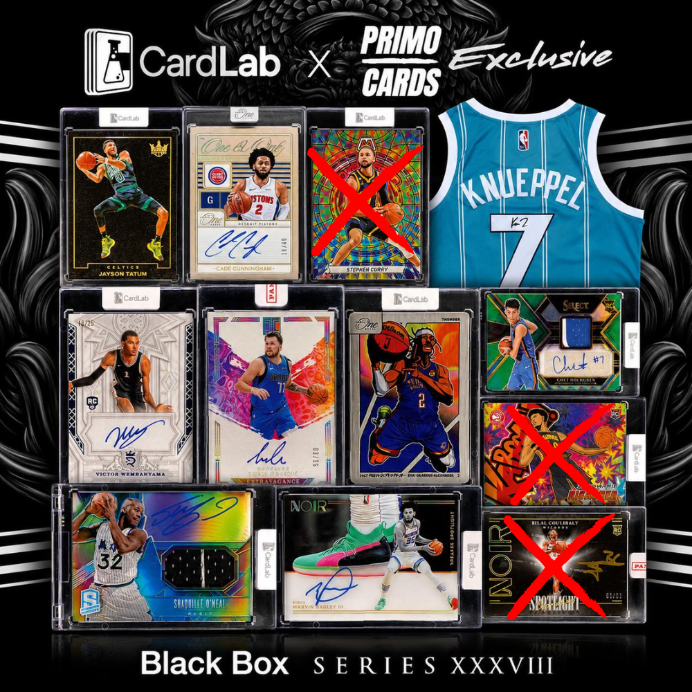 BOX 4 BIGGEST CARDLAB BLACK YET!! HUGE LUKA & WEMBY AUTO CHASING!! SHAI, CURRY SSPS, SHAQ, KON, CHET CRAZY AUTOS GALORE!! - 10 SPOT RANDOM (6855)